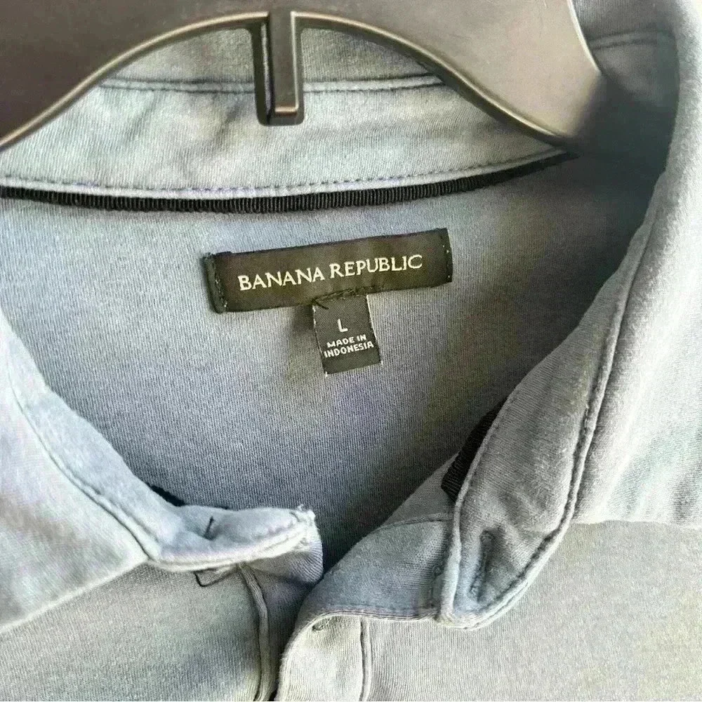 Banana Republic Blue Short Sleeve Polo Shirt Size L - Picture 2 of 3